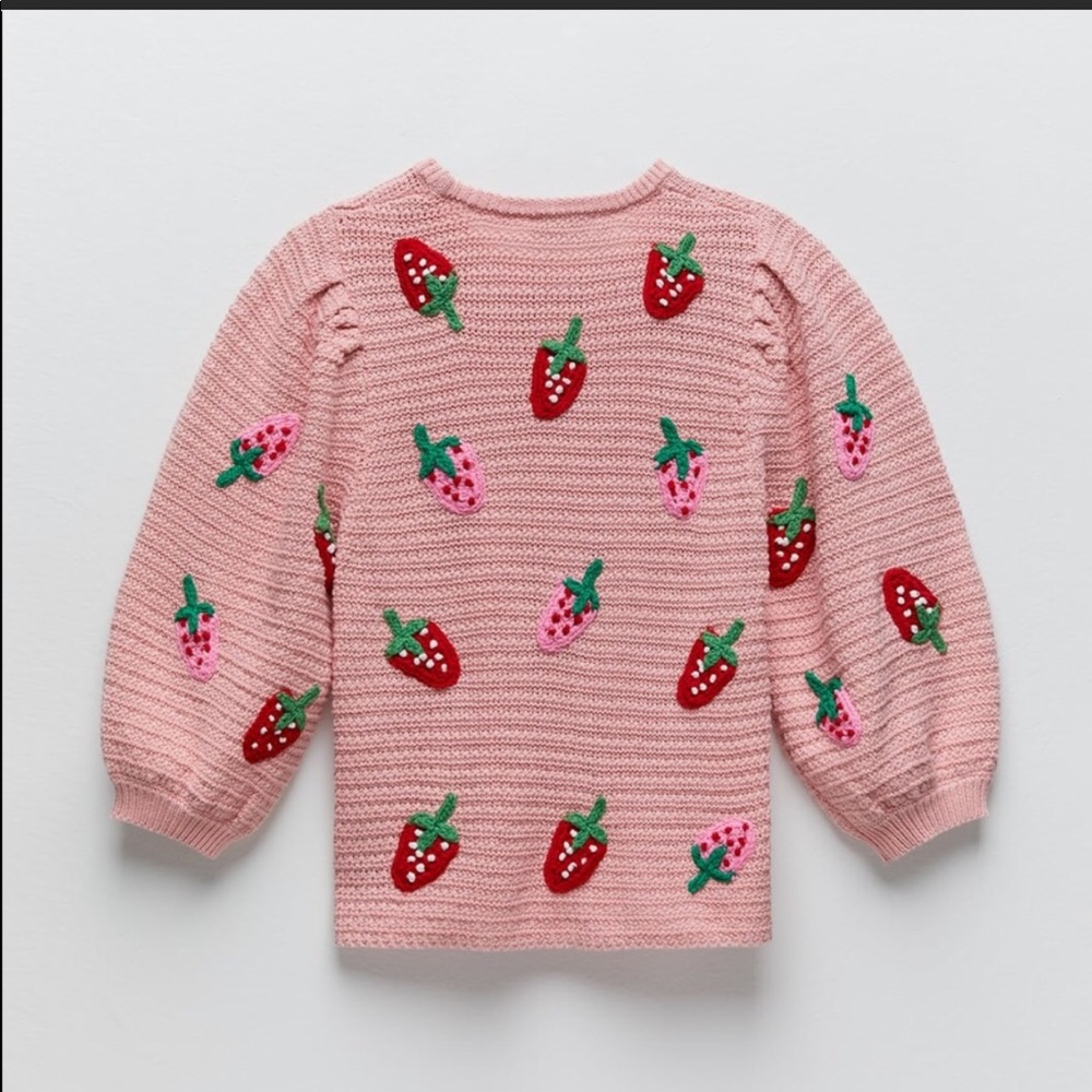 NWOT Zara Strawberry Knit Sweater